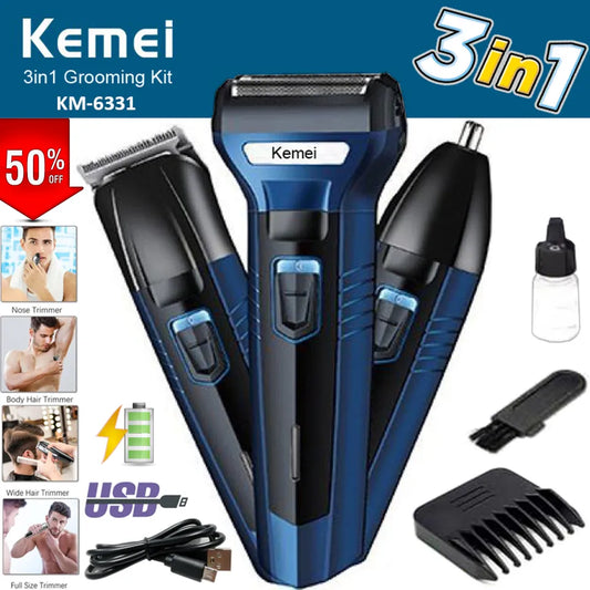 KM-6331 3 In 1 Hair Trimmer Noser