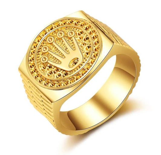 GOLDEN PLATED CROWN RING FOR MEN