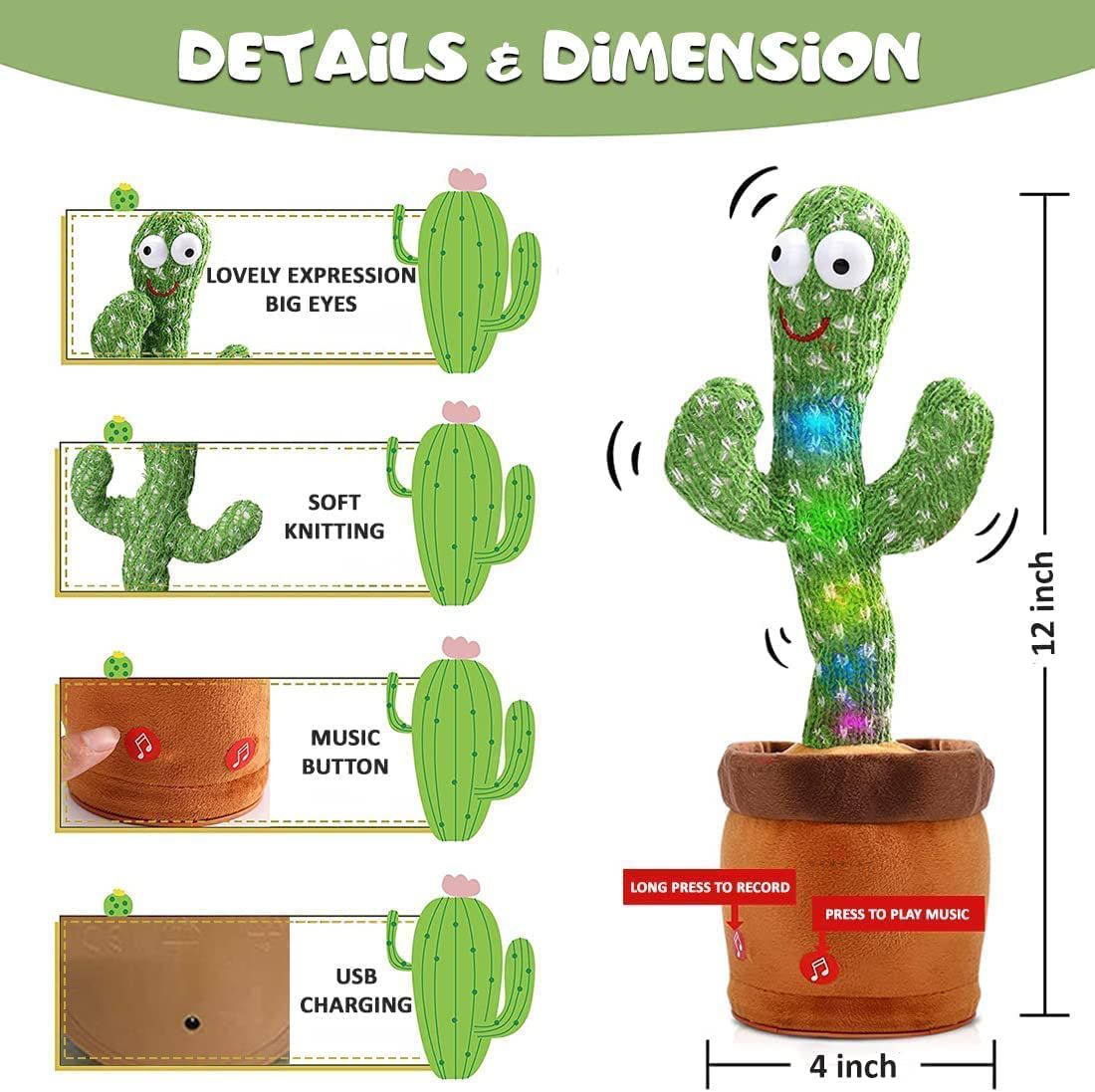 Dancing Cactus Talking Toy Kids Children