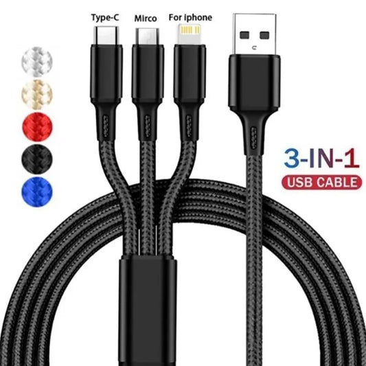 3 in 1 Data Usb Cable For  Fast Charging